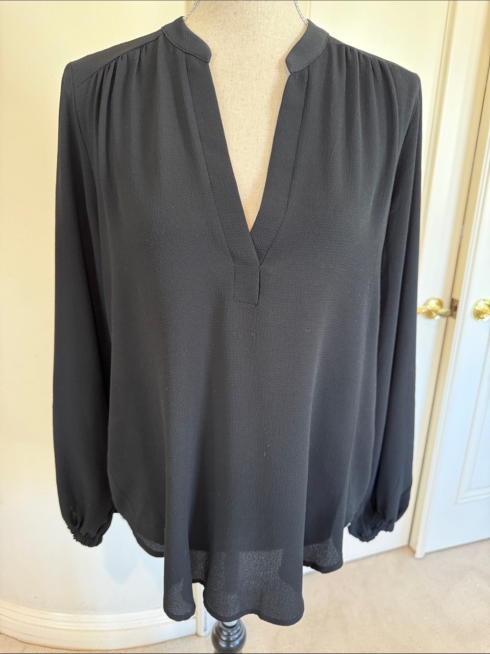 Lush Black V-Neck Long Sleeve Blouse